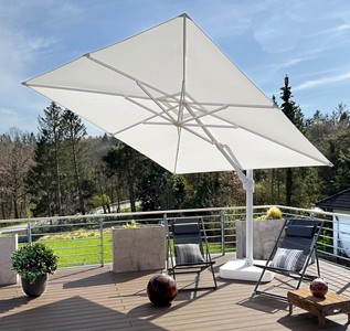 Casa Padrino Ombrellone a braccio di lusso bianco - Ombrellone rotondo con base girevole a 360 gradi - Diametro 350 cm