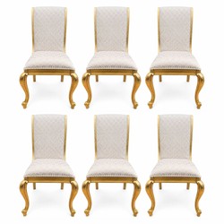 Prunkvolles Luxus Barock Esszimmer Stuhl 6er Set Weiß Gold Prunkvolles Luxus Barock Esszimmer Stuhl 6er Set Weiß Gold