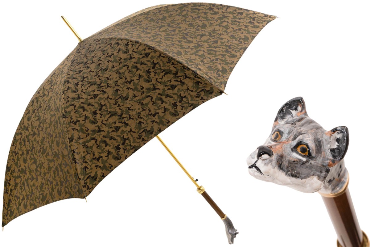 Casa Padrino Paraguas de lujo hombre Lobo con mango de latón esmaltado - Longitud 95cm - Diámetro 110cm Casa Padrino Paraguas de lujo hombre Lobo con mango de latón esmaltado - Longitud 95cm - Diámetro 110cm