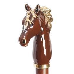 Casa Padrino Paraguas de lujo para hombre con caballo marrón - Apertura automática - 100% Poliéster - Mango de latón esmaltado - 95cm x 110cm Casa Padrino Paraguas de lujo para hombre con caballo marrón - Apertura automática - 100% Poliéster - Mango de latón esmaltado - 95cm x 110cm