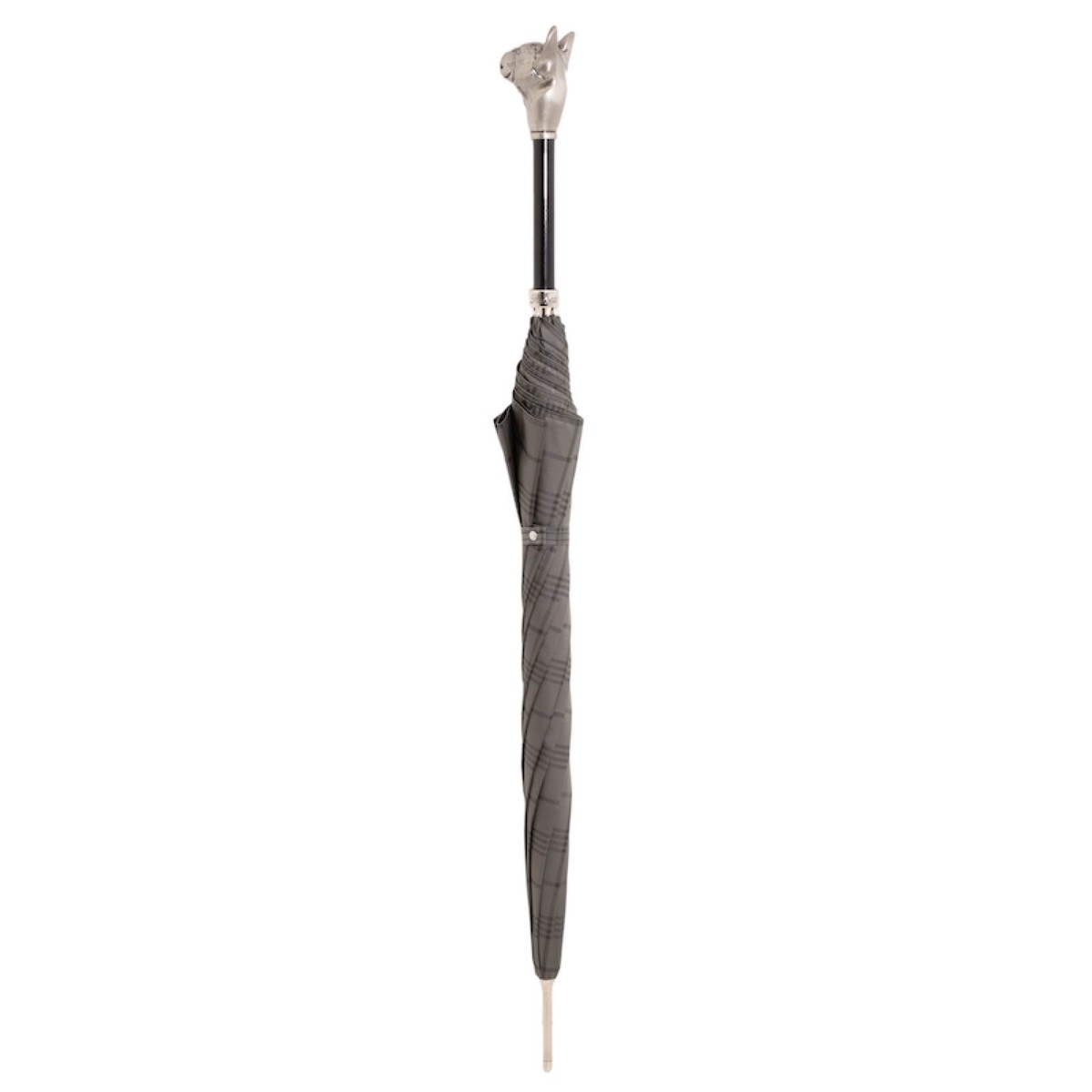 Casa Padrino Paraguas de lujo hombre Bulldog Gris - Apertura automática - 100% Poliéster - Mango de aluminio - 95cm x 110cm Casa Padrino Paraguas de lujo hombre Bulldog Gris - Apertura automática - 100% Poliéster - Mango de aluminio - 95cm x 110cm