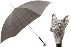 Casa Padrino Paraguas de lujo hombre Bulldog Gris - Apertura automática - 100% Poliéster - Mango de aluminio - 95cm x 110cm Casa Padrino Paraguas de lujo hombre Bulldog Gris - Apertura automática - 100% Poliéster - Mango de aluminio - 95cm x 110cm