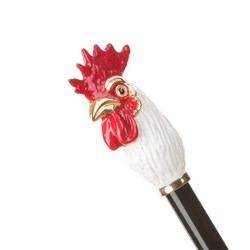 Casa Padrino Paraguas de lujo para hombre motivo Gallo - Apertura automática - 100% Poliéster - Mango de latón esmaltado - Longitud 95cm Casa Padrino Paraguas de lujo para hombre motivo Gallo - Apertura automática - 100% Poliéster - Mango de latón esmaltado - Longitud 95cm