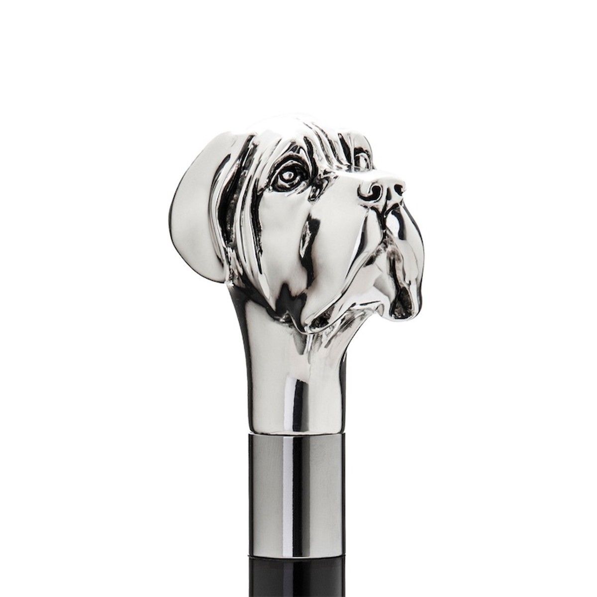 Casa Padrino Paraguas de lujo hombre con mango Labrador plata - Apertura automática - 100% Poliéster - Resina esmaltada plata - 95cm x 110cm Casa Padrino Paraguas de lujo hombre con mango Labrador plata - Apertura automática - 100% Poliéster - Resina esmaltada plata - 95cm x 110cm