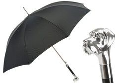 Casa Padrino Paraguas de lujo hombre con mango Labrador plata - Apertura automática - 100% Poliéster - Resina esmaltada plata - 95cm x 110cm Casa Padrino Paraguas de lujo hombre con mango Labrador plata - Apertura automática - 100% Poliéster - Resina esmaltada plata - 95cm x 110cm