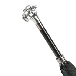 Casa Padrino Paraguas de lujo hombre con mango Labrador plata - Apertura automática - 100% Poliéster - Resina esmaltada plata - 95cm x 110cm Casa Padrino Paraguas de lujo hombre con mango Labrador plata - Apertura automática - 100% Poliéster - Resina esmaltada plata - 95cm x 110cm
