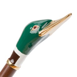 Casa Padrino Paraguas de lujo hombre Cabeza de Pato - Apertura automática - 100% Poliéster - Mango de latón esmaltado - 95cm x 110cm Casa Padrino Paraguas de lujo hombre Cabeza de Pato - Apertura automática - 100% Poliéster - Mango de latón esmaltado - 95cm x 110cm