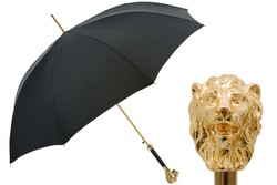 Casa Padrino Paraguas de lujo para hombre con cabeza de león dorada - Apertura automática - 100% Poliéster - Mango de resina esmaltada oro - 95cm x 11 Casa Padrino Paraguas de lujo para hombre con cabeza de león dorada - Apertura automática - 100% Poliéster - Mango de resina esmaltada oro - 95cm x 11