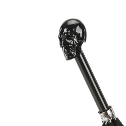 Casa Padrino Paraguas de lujo negro para hombre con empuñadura de calavera negra - Apertura automática - 100% Poliéster - 95cm