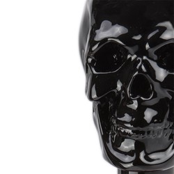 Casa Padrino Paraguas de lujo negro para hombre con empuñadura de calavera negra - Apertura automática - 100% Poliéster - 95cm