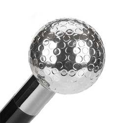 Casa Padrino Paraguas de lujo para hombre con empuñadura de pelota de golf plateada - Apertura automática - 100% Poliéster - 95cm x 110cm Casa Padrino Paraguas de lujo para hombre con empuñadura de pelota de golf plateada - Apertura automática - 100% Poliéster - 95cm x 110cm