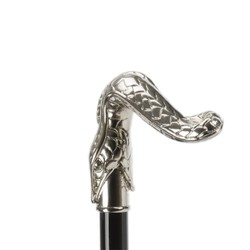 Casa Padrino Paraguas de lujo hombre con serpiente de plata - Hecho a mano en Italia, Longitud 95cm, Diámetro 110cm