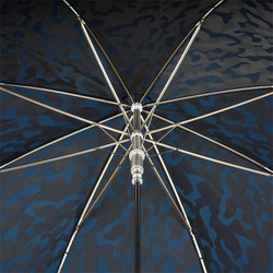 Casa Padrino Paraguas de lujo para hombre estampado camuflaje azul - Hecho a mano en Italia - Longitud 95cm Diametro 110cm