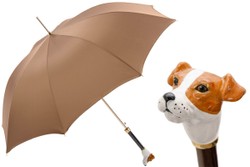 Casa Padrino Paraguas de lujo para hombre con motivo Jack Russell - Apertura automática - Mango de latón esmaltado - Longitud 95cm