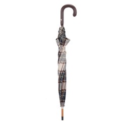 Casa Padrino Paraguas de lujo para hombre estampado tartán marrón - Hecho a mano en Italia - Longitud 92 cm - Diámetro 110 cm