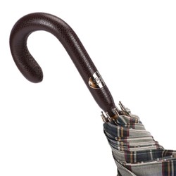 Casa Padrino Paraguas de lujo para hombre estampado tartán marrón - Hecho a mano en Italia - Longitud 92 cm - Diámetro 110 cm