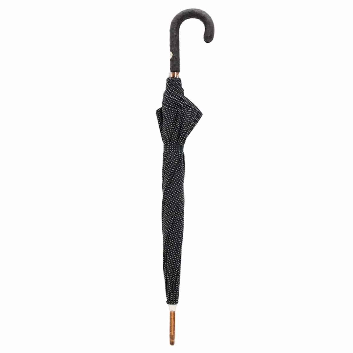Casa Padrino Paraguas de lujo para hombre Punto Bianco con mango de piel de avestruz, blanco, longitud 92 cm, diámetro 110 cm Casa Padrino Paraguas de lujo para hombre Punto Bianco con mango de piel de avestruz, blanco, longitud 92 cm, diámetro 110 cm
