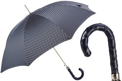 Casa Padrino Paraguas de lujo para hombre Atene-7 N48 con mango de cuero trenzado - Hecho a mano - Longitud: 95cm, Diámetro: 110cm Casa Padrino Paraguas de lujo para hombre Atene-7 N48 con mango de cuero trenzado - Hecho a mano - Longitud: 95cm, Diámetro: 110cm