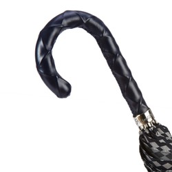 Casa Padrino Paraguas de lujo para hombre Atene-7 N48 con mango de cuero trenzado - Hecho a mano - Longitud: 95cm, Diámetro: 110cm Casa Padrino Paraguas de lujo para hombre Atene-7 N48 con mango de cuero trenzado - Hecho a mano - Longitud: 95cm, Diámetro: 110cm