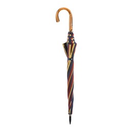 Casa Padrino Paraguas de lujo a rayas para hombre con mango de castaño - Hecho a mano en Italia, Longitud 97cm, Diámetro 120cm