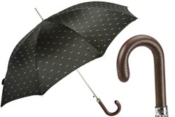 Italienischen Regenschirm mit Ledergriff für Herren - Handmade in Italy