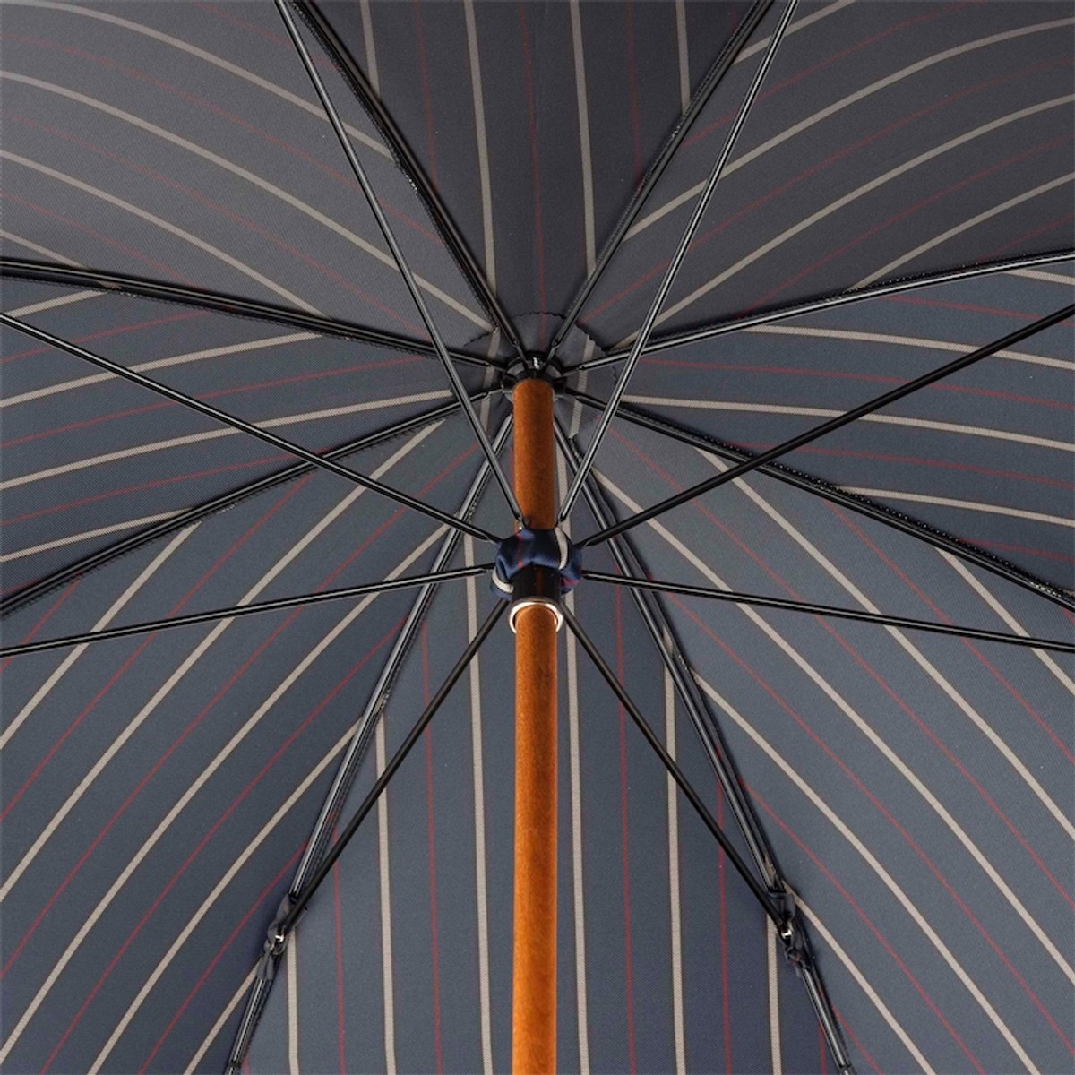 Casa Padrino Paraguas Italiano Hecho a Mano con Mango de Cuero Azul para Hombre - 92cm x 110cm Casa Padrino Paraguas Italiano Hecho a Mano con Mango de Cuero Azul para Hombre - 92cm x 110cm