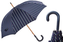 Casa Padrino Paraguas Italiano Hecho a Mano con Mango de Cuero Azul para Hombre - 92cm x 110cm Casa Padrino Paraguas Italiano Hecho a Mano con Mango de Cuero Azul para Hombre - 92cm x 110cm