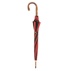 Casa Padrino Paraguas de lujo para hombre rojo y negro con mango de castaño 92cm x 110cm