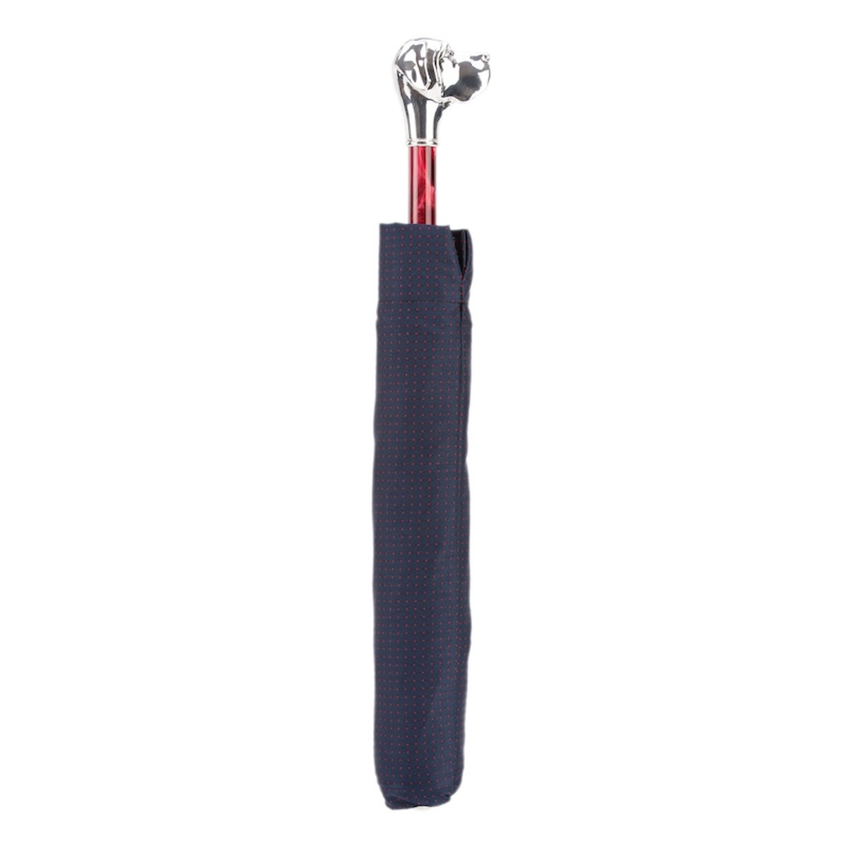 Casa Padrino Paraguas Plegable de Hombre con Motivo de Lunares y Mango Labrador Plateado 100cm Casa Padrino Paraguas Plegable de Hombre con Motivo de Lunares y Mango Labrador Plateado 100cm