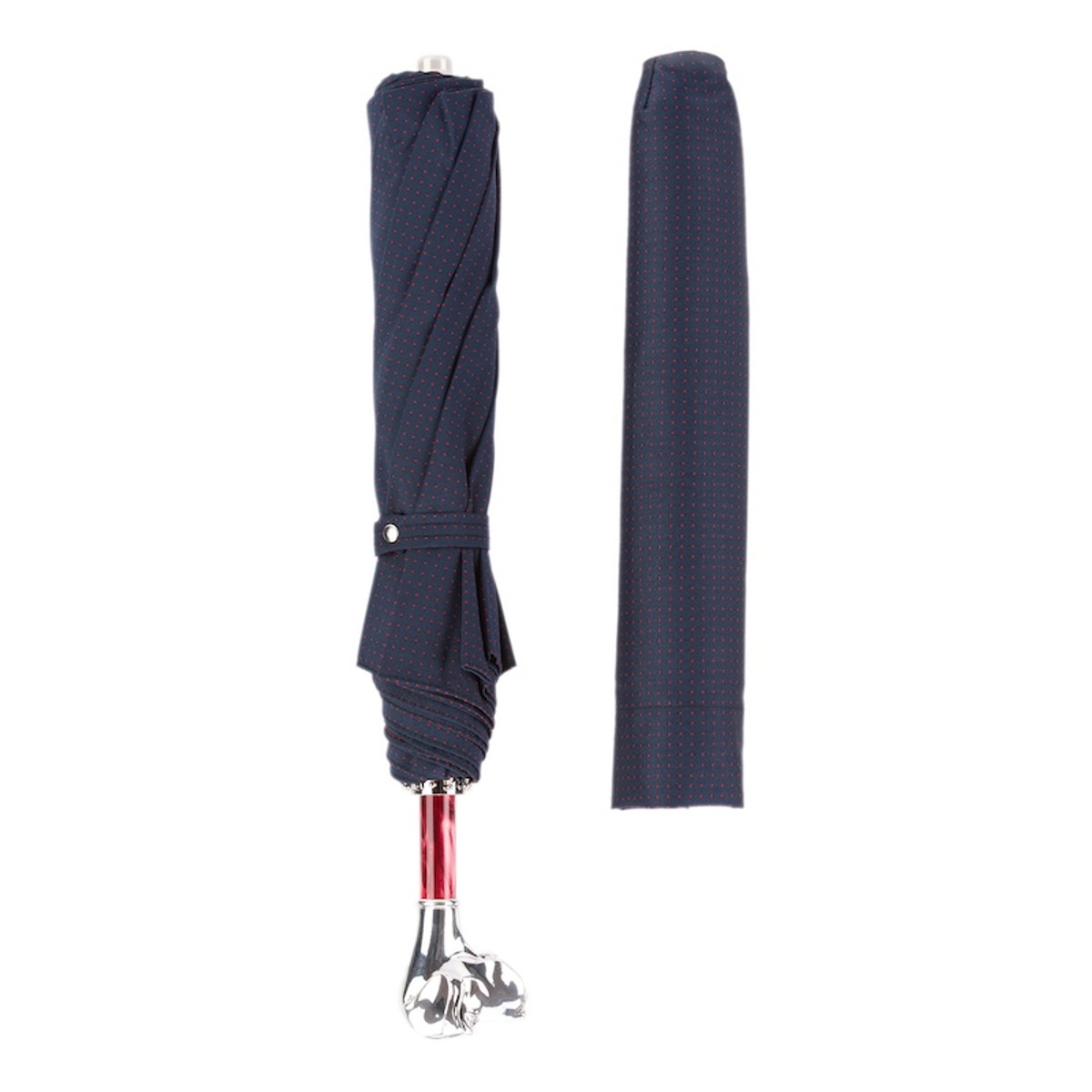 Casa Padrino Paraguas Plegable de Hombre con Motivo de Lunares y Mango Labrador Plateado 100cm Casa Padrino Paraguas Plegable de Hombre con Motivo de Lunares y Mango Labrador Plateado 100cm