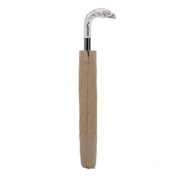 Casa Padrino Paraguas Plegable de Lujo para Hombre con Mango de Águila Plateada - Artesanía Italiana - 50cm x 100cm