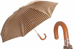 Casa Padrino Paraguas de Lujo para Hombre Riga Ocra, Hecho a Mano en Italia, Mango de Madera de Malaca, 100% Poliéster, Diámetro 100cm Casa Padrino Paraguas de Lujo para Hombre Riga Ocra, Hecho a Mano en Italia, Mango de Madera de Malaca, 100% Poliéster, Diámetro 100cm