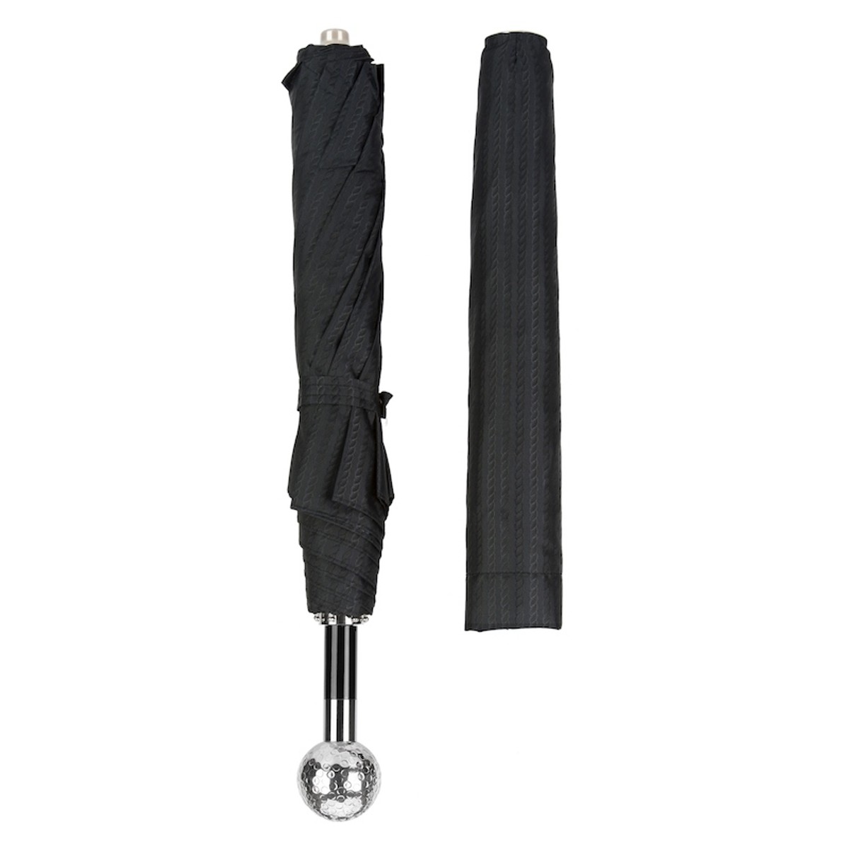 Casa Padrino Paraguas Plegable de Lujo para Hombre con Mango de Pelota de Golf Plateada - Hecho a Mano en Italia - 50cm x 100cm Casa Padrino Paraguas Plegable de Lujo para Hombre con Mango de Pelota de Golf Plateada - Hecho a Mano en Italia - 50cm x 100cm