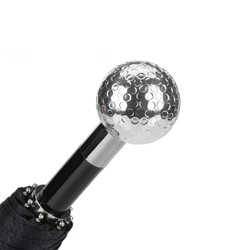 Casa Padrino Paraguas Plegable de Lujo para Hombre con Mango de Pelota de Golf Plateada - Hecho a Mano en Italia - 50cm x 100cm Casa Padrino Paraguas Plegable de Lujo para Hombre con Mango de Pelota de Golf Plateada - Hecho a Mano en Italia - 50cm x 100cm