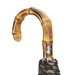 Casa Padrino Paraguas plegable de lujo para hombre con mango de bambú - Hecho a mano en Italia, Longitud 50cm, Diámetro 100cm