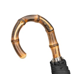 Casa Padrino Paraguas plegable de lujo para hombre con mango de bambú hecho a mano en Italia - Longitud 50cm - Diámetro 100cm