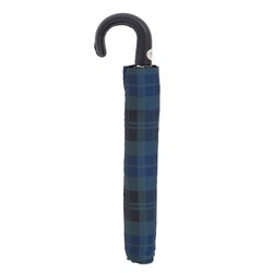 Casa Padrino Paraguas plegable para hombre Tartan con mango de cuero - Hecho a mano en Italia, Longitud 50 cm, Diámetro 100 cm