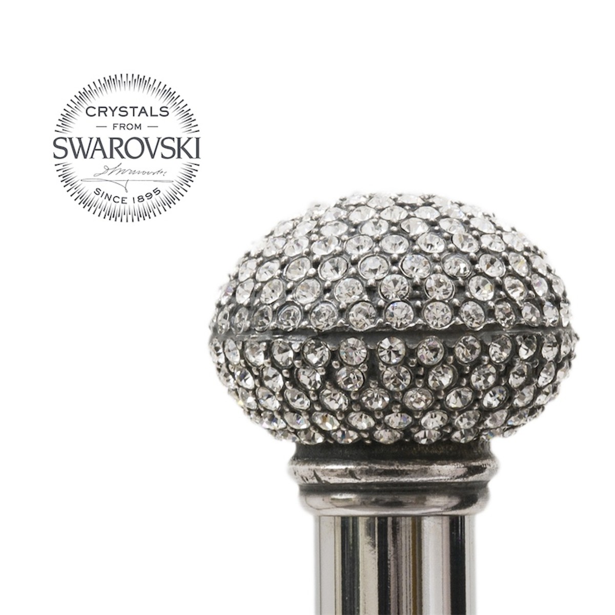 Casa Padrino Bastón de paseo de lujo con cristales Swarovski - Madera de haya, contera de latón, 92 cm Casa Padrino Bastón de paseo de lujo con cristales Swarovski - Madera de haya, contera de latón, 92 cm
