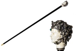 Casa Padrino Bastón de lujo Medusa, Madera de haya con mango de latón esmaltado, 92 cm Casa Padrino Bastón de lujo Medusa, Madera de haya con mango de latón esmaltado, 92 cm