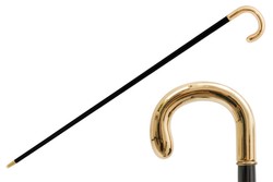 Casa Padrino Bastón de lujo con empuñadura de resina dorada y vara de madera, longitud 92 cm