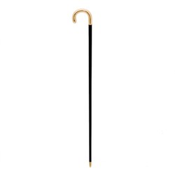 Casa Padrino Bastón de lujo con empuñadura de resina dorada y vara de madera, longitud 92 cm