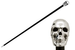Casa Padrino Bastón de paseo de lujo con calavera plateada - Madera de haya, resina, 92 cm Casa Padrino Bastón de paseo de lujo con calavera plateada - Madera de haya, resina, 92 cm