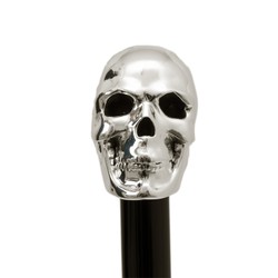 Casa Padrino Bastón de paseo de lujo con calavera plateada - Madera de haya, resina, 92 cm Casa Padrino Bastón de paseo de lujo con calavera plateada - Madera de haya, resina, 92 cm