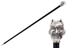 Casa Padrino Bastón de lujo Lucifer - Madera de haya artesanal con mango de latón de diablo - 92 cm Casa Padrino Bastón de lujo Lucifer - Madera de haya artesanal con mango de latón de diablo - 92 cm