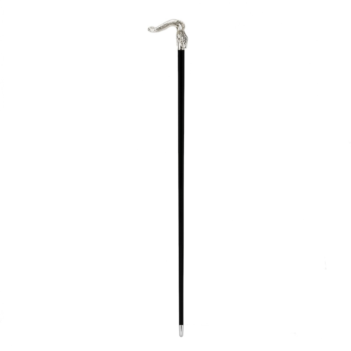 Casa Padrino Bastón de Paseo de Lujo con Mango de Serpiente Plateada - Madera de Haya - Longitud 92 cm Casa Padrino Bastón de Paseo de Lujo con Mango de Serpiente Plateada - Madera de Haya - Longitud 92 cm