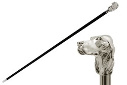 Casa Padrino Bastón con perro de plata - Eje de madera de haya, contera de latón, mango de resina plateada - 92 cm Casa Padrino Bastón con perro de plata - Eje de madera de haya, contera de latón, mango de resina plateada - 92 cm