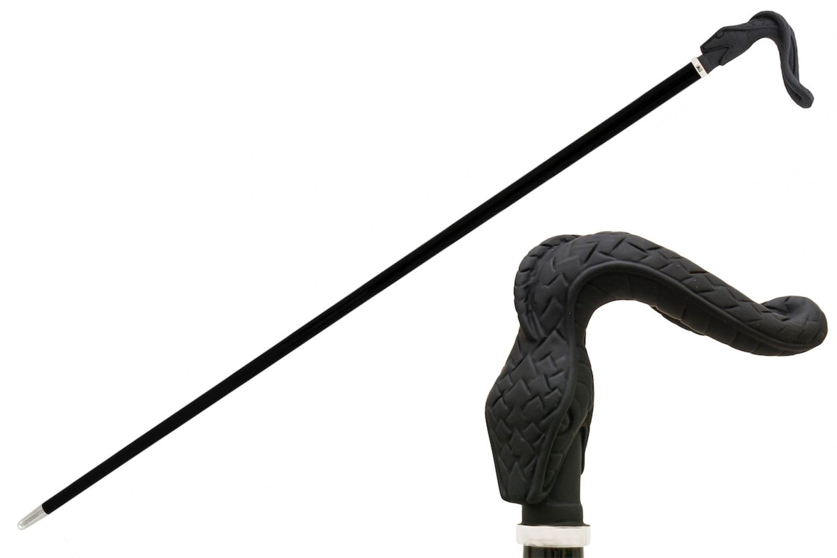 Casa Padrino Bastón de paseo de lujo con serpiente plateada - Madera de haya, latón y goma - 92 cm Casa Padrino Bastón de paseo de lujo con serpiente plateada - Madera de haya, latón y goma - 92 cm
