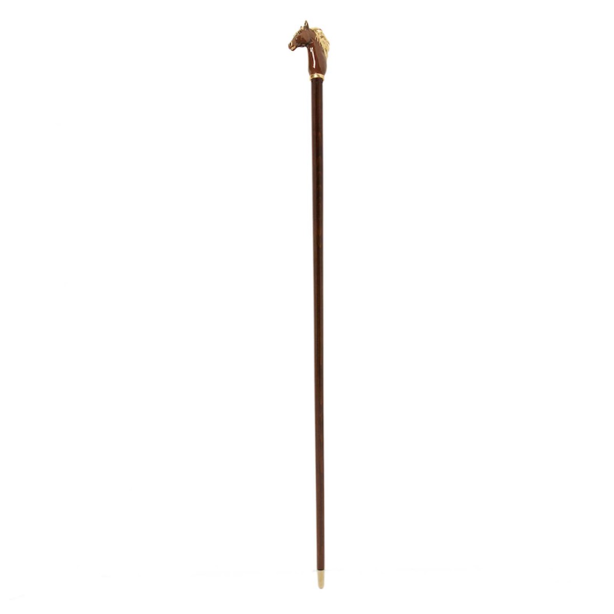 Casa Padrino Bastón con mango de Caballo Marrón - Madera de Haya, Latón esmaltado, 92cm Casa Padrino Bastón con mango de Caballo Marrón - Madera de Haya, Latón esmaltado, 92cm