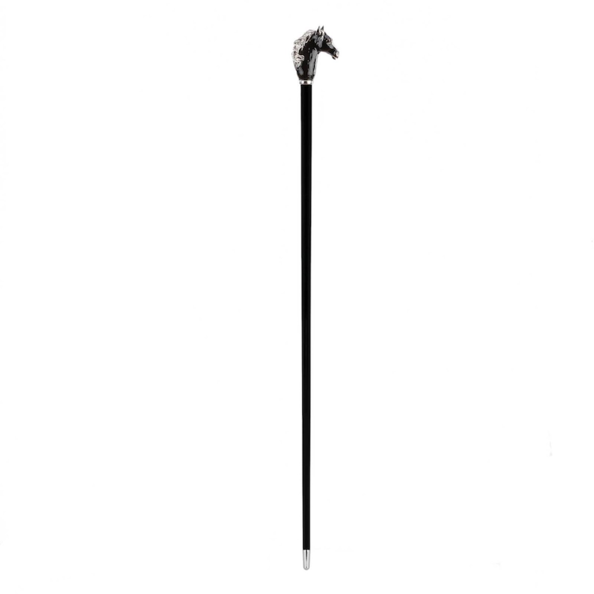 Casa Padrino Bastón de lujo con mango de caballo negro - Madera de haya, Latón esmaltado - 92 cm Casa Padrino Bastón de lujo con mango de caballo negro - Madera de haya, Latón esmaltado - 92 cm