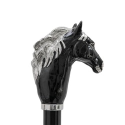 Casa Padrino Bastón de lujo con mango de caballo negro - Madera de haya, Latón esmaltado - 92 cm Casa Padrino Bastón de lujo con mango de caballo negro - Madera de haya, Latón esmaltado - 92 cm
